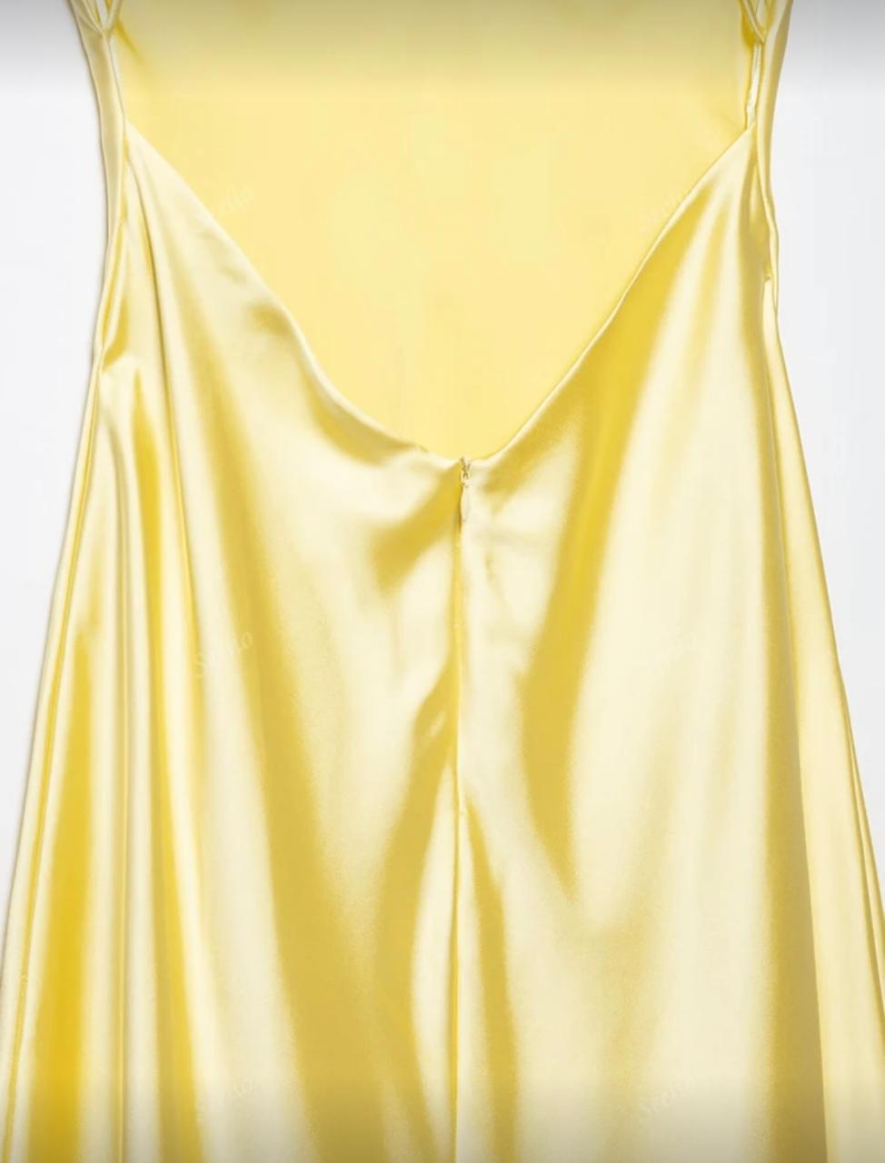 vestido amarelo leve e respirável