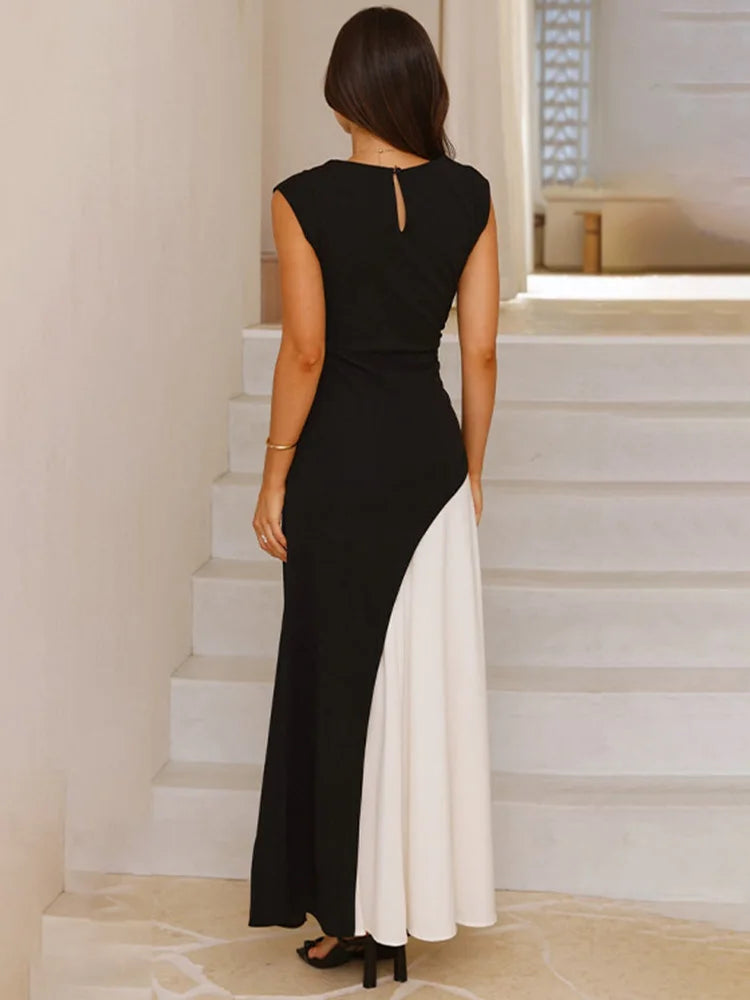 Vestido Longo preto e branco