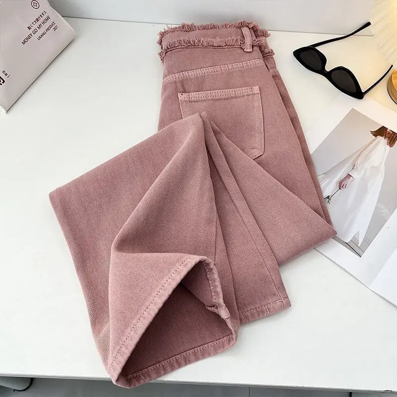 Calça Jeans Desfiada Rosa